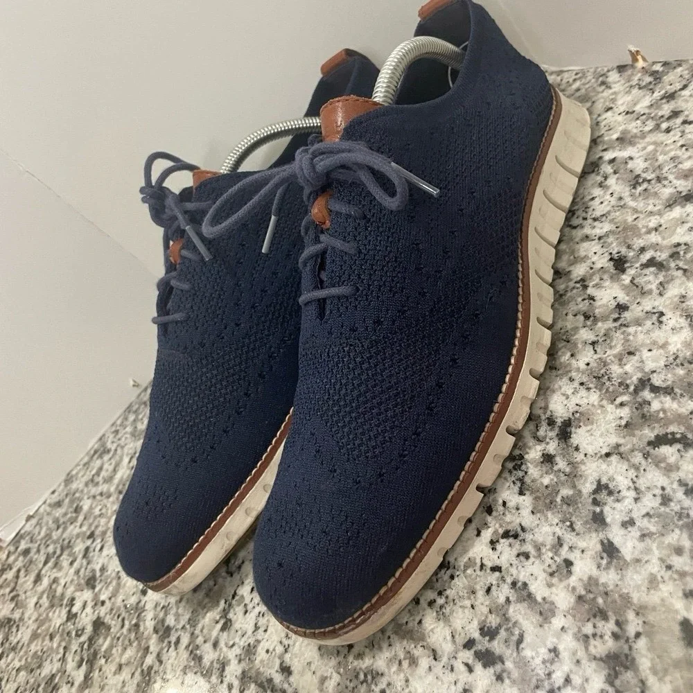 Cole Haan ZeroGrand Stitchlite Navy Blue Wingtip Oxford Shoes C24947 Mens 9M